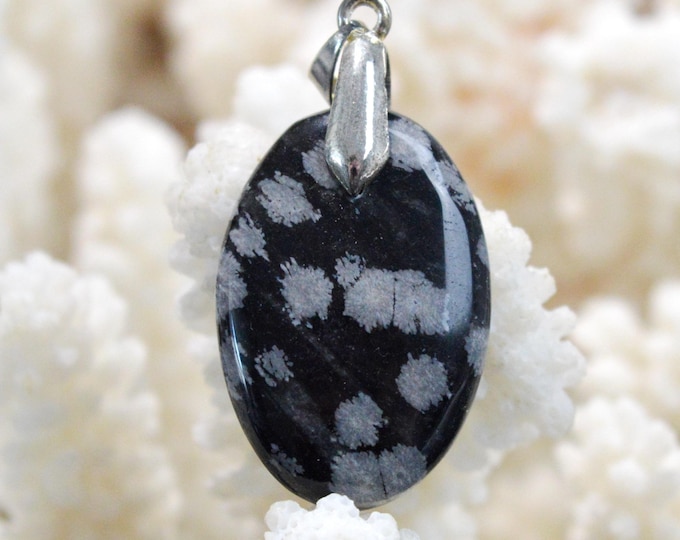 23 Carat Snowflake Obsidian - Natural Stone Cabochon Pendant - USA / FU27