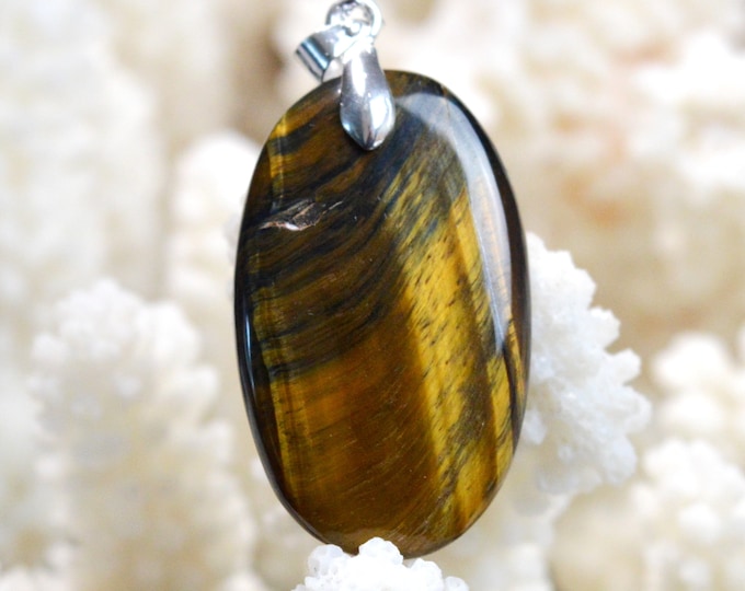 Oeil de tigre 31 carats - pendentif cabochon pierre naturelle - Afrique du Sud // CU47