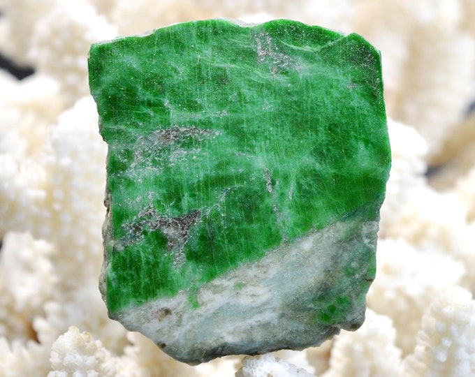Slice - Jade Omphacite var. omphacite chrome 71 grams - Pellice Valley, Metropolitan City of Turin, Piedmont, Italy