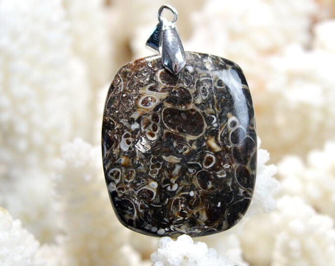 Turitella agate 59 carats - natural stone cabochon pendant - USA // DV16