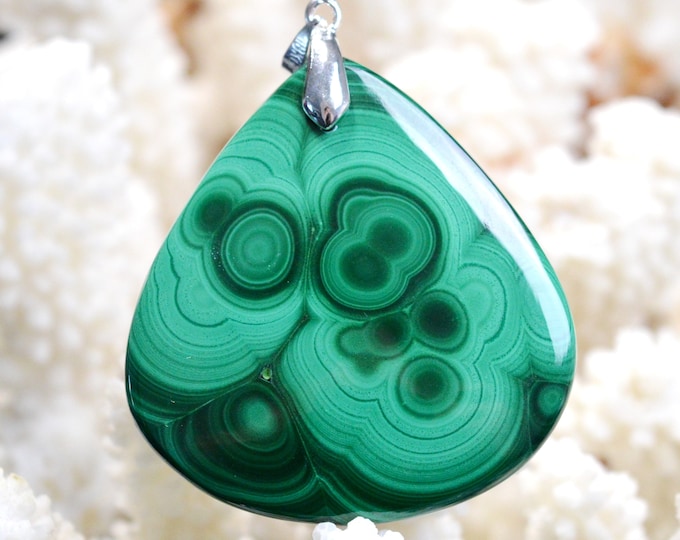 Malachite 117 carats - pendentif cabochon pierre naturelle - Congo // DG18