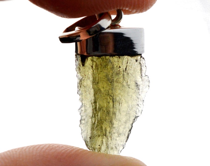 Moldavite - 10.5 carats - pendentif pierre naturelle - République Tchèque - Argent 925