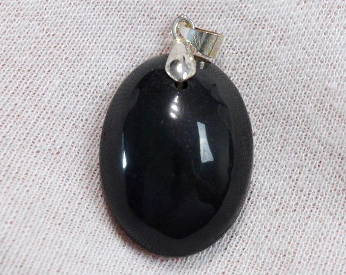 53 carat black obsidian - natural stone cabochon pendant - Mexico /FU89