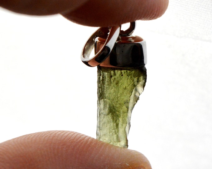 Moldavite - 8 carats - pendentif pierre naturelle - République Tchèque - Argent 925