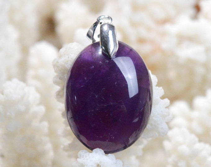 Améthyste 43 carats - pendentif cabochon pierre naturelle - Uruguay / EX3