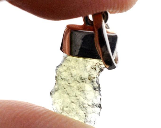 Moldavite - 6.5 carats - pendentif pierre naturelle - République Tchèque - Argent 925