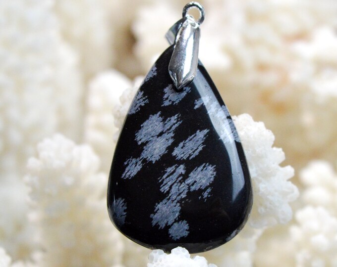 25 Carat Snowflake Obsidian - Natural Stone Cabochon Pendant - USA / EK46