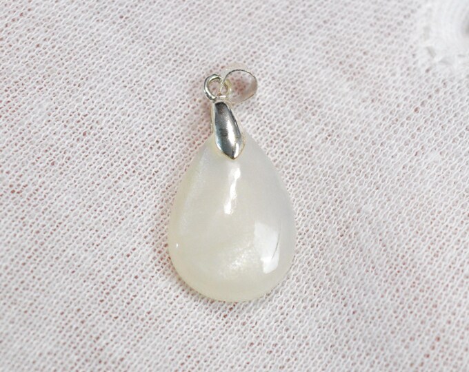 Pierre de lune blanche 13 carats - pendentif cabochon pierre naturelle - Tanzanie / FU94