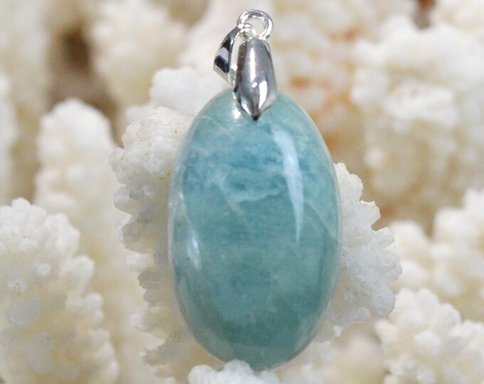 Aigue-marine 39 carats - pendentif cabochon pierre naturelle - Brésil / FV59