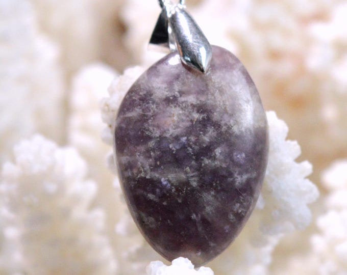 32-carat Lepidolite - Natural Stone Cabochon Pendant - Brazil / FY5