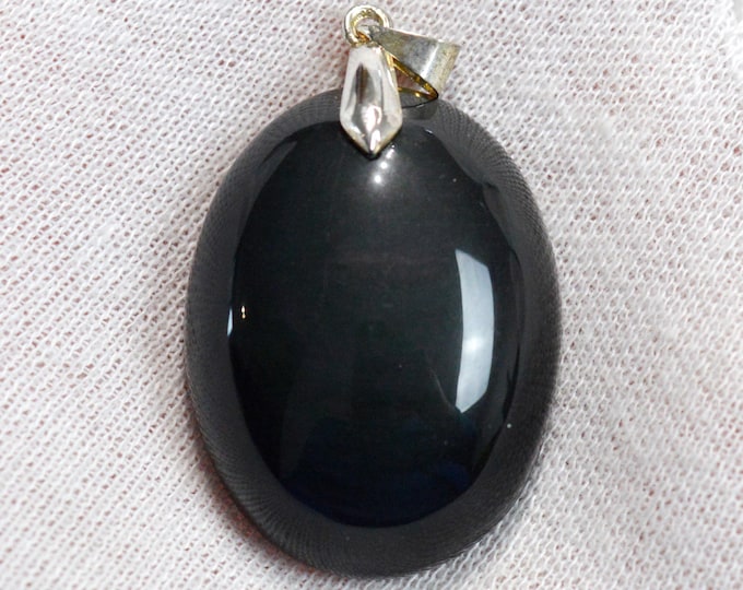 78-carat black obsidian - natural stone cabochon pendant - Mexico /GD11
