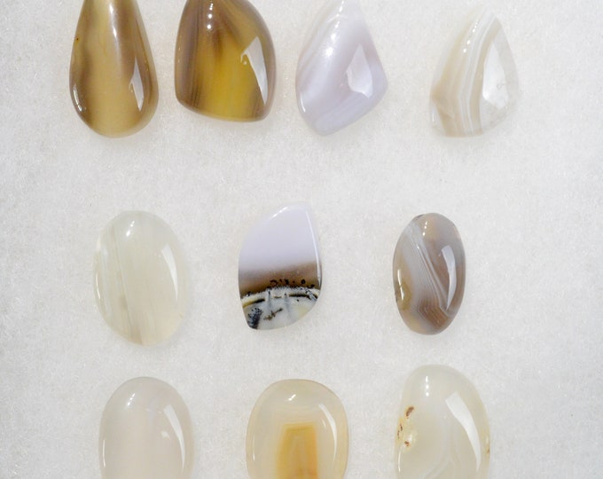 Lot x10 Agate 205 carats - natural stone cabochon // Ref BY45