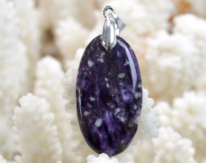 Charoite 37 carats - pendentif cabochon pierre naturelle - Russie / FO61