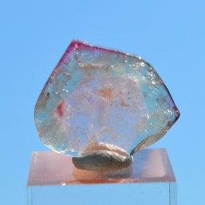 Turmalina "Sandía" 12,7 quilates - Piedra natural rebanada pulida - Mina Pederneira, São José da Safira, Minas Gerais, Brasil