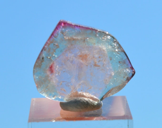Tourmaline "Watermelon" 12.7 carats - Polished slice natural stone - Pederneira mine, São José da Safira, Minas Gerais, Brazil