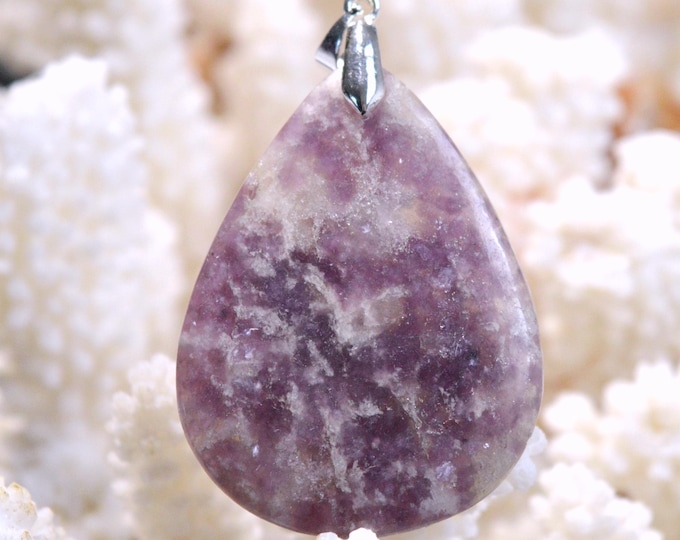 64-carat Lepidolite - natural stone cabochon pendant - Brazil / FX78