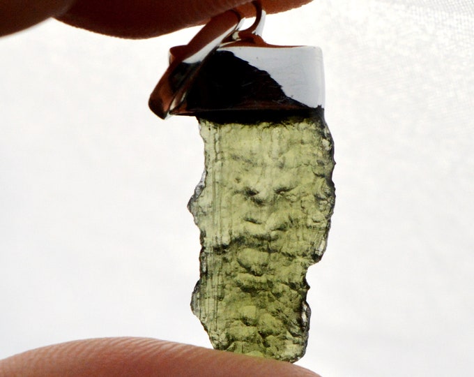 Moldavite - 11.5 carats - pendentif pierre naturelle - République Tchèque - Argent 925