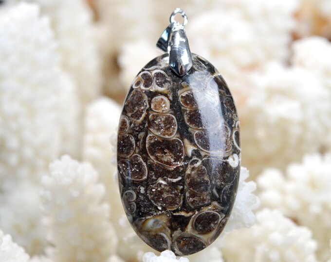 Turitella agate 48 carats - natural stone cabochon pendant - USA // DV14