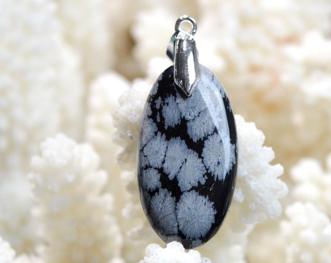 22 Carat Snowflake Obsidian - Natural Stone Cabochon Pendant - USA / EK37