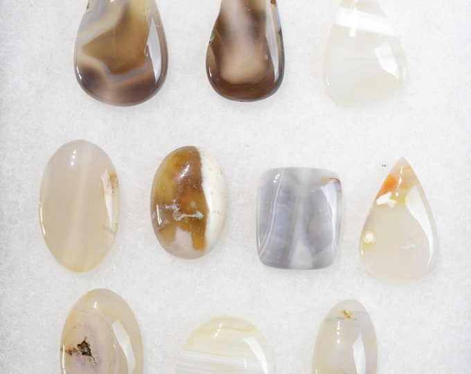 Lot x10 Agate 322 carats - natural stone cabochon // Ref BY50