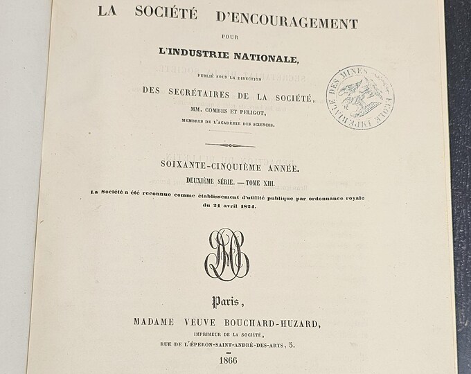 Bulletin of the Society for the Encouragement of National Industry - 1866 - Used