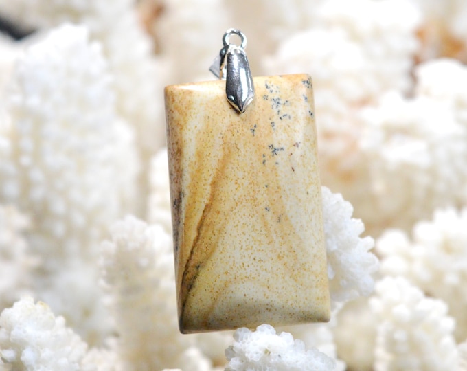 Landscape Jasper 71 carats - natural stone cabochon pendant - Namibia / FD69