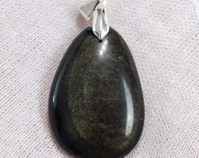 59 carat golden obsidian - natural stone cabochon pendant - Mexico /FU50