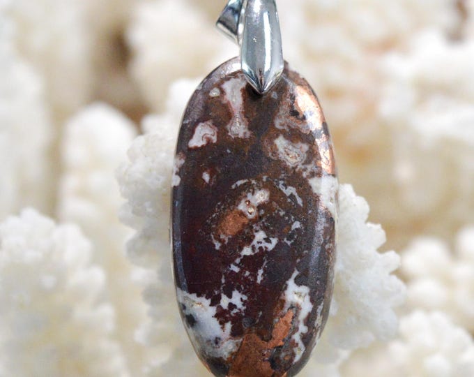 Native Copper & 38 Carat Dolomite - Natural Stone Cabochon Pendant - Michigan, USA / FU7