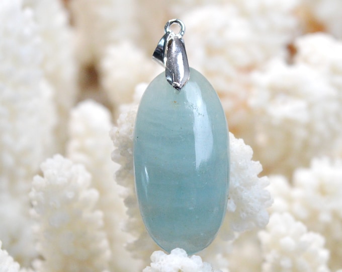 Aigue marine 34 carats - pendentif cabochon pierre naturelle - Namibie / EY49