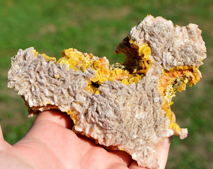 Wulfenite & Dolomite 320 grams - Jebel Mahser, Jerada Province, Oriental Region, Morocco