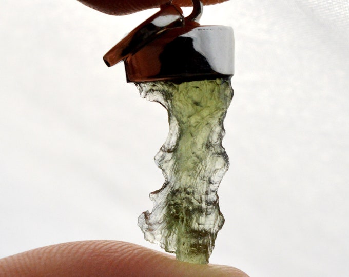 Moldavite - 9.5 carats - pendentif pierre naturelle - République Tchèque - Argent 925