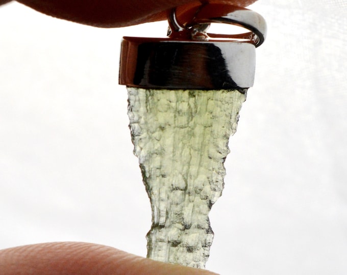 Moldavite - 8.5 carats - pendentif pierre naturelle - République Tchèque - Argent 925