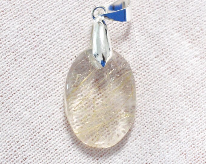 19 carat rutilated quartz - natural stone cabochon pendant - Brazil / FV44