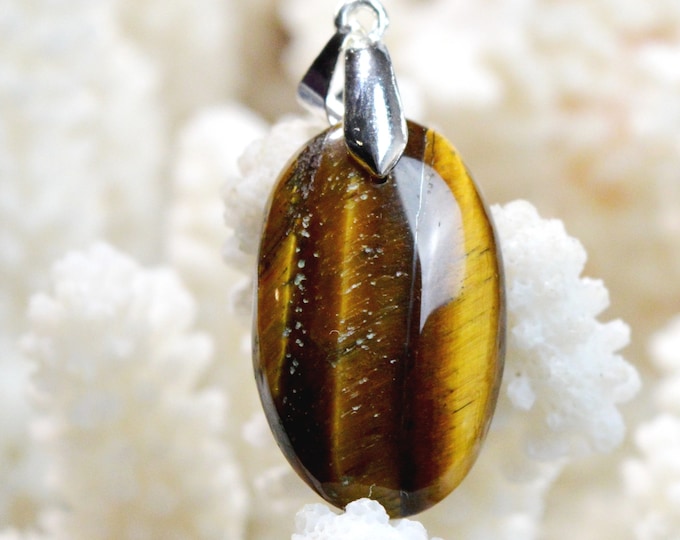 Oeil de tigre 28 carats - pendentif cabochon pierre naturelle - Afrique du Sud / ET85