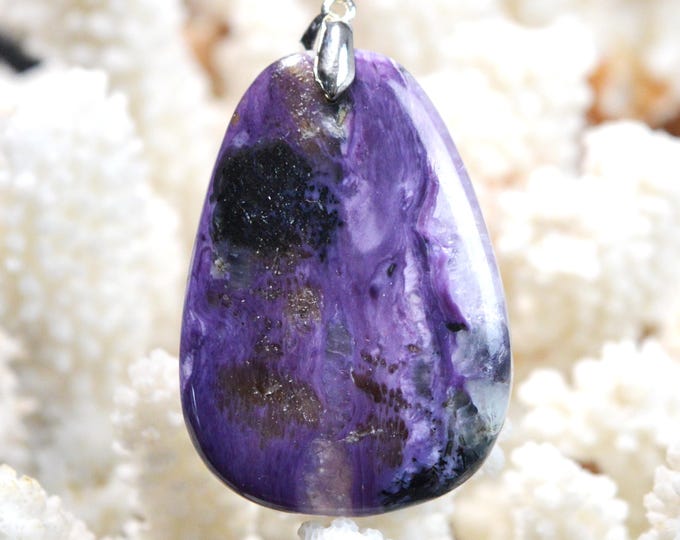 Charoite 121 carats - pendentif cabochon pierre naturelle - Russie / FZ76