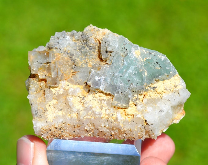 Fluorite & Quartz 123 grams - La Barre Mine, Saint-Jacques-d'Ambur, Puy-de-Dôme, Auvergne-Rhône-Alpes, France