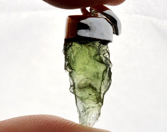 Moldavite - 11.5 carats - pendentif pierre naturelle - République Tchèque - Argent 925