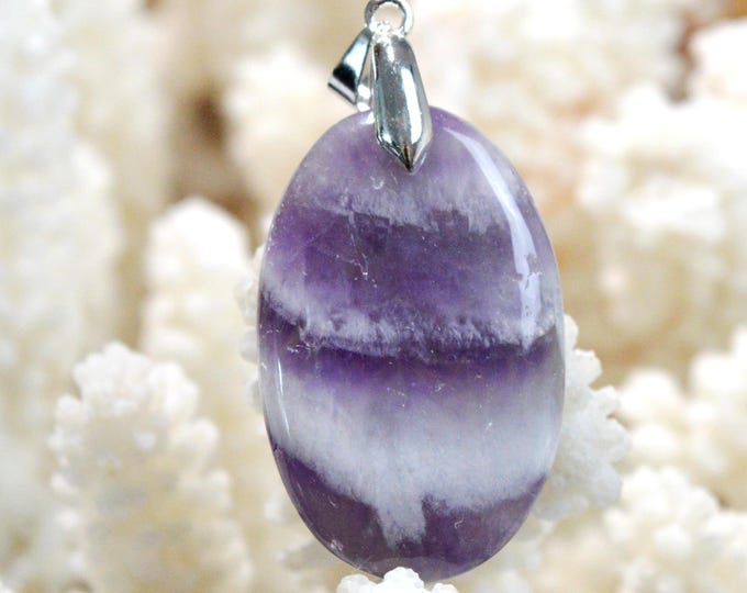 44 Carat Chevron Amethyst - Natural Gemstone Cabochon Pendant - India / FW27