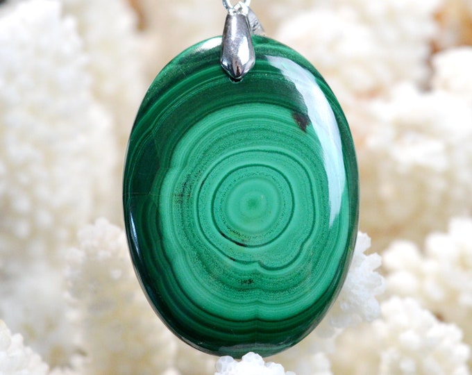 Malachite 100 carats - pendentif cabochon pierre naturelle - Congo // DG27