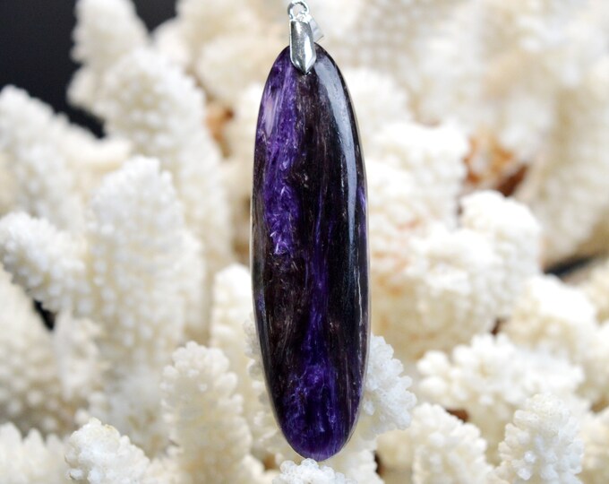 Charoite 96 carats - pendentif cabochon pierre naturelle - Russie / ED57