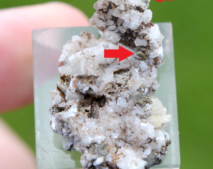 Donnayite-(Y) & Calcite 3 grams - Poudrette quarry, Mont Saint-Hilaire, La Vallée-du-Richelieu RCM, Montérégie, Quebec, Canada