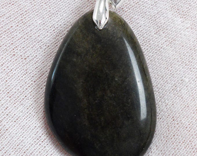 96 carat golden obsidian - natural stone cabochon pendant - Mexico /FU45