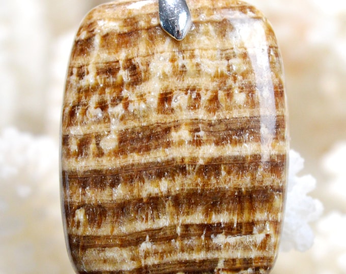 46 Carat Zoned Aragonite - Natural Stone Cabochon Pendant - Peru / AZ41