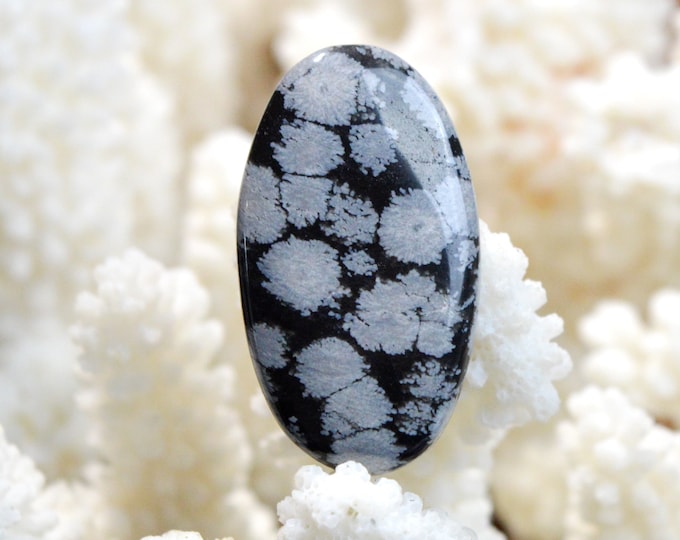 29 carat Snowflake Obsidian - natural stone cabochon - USA / EM2