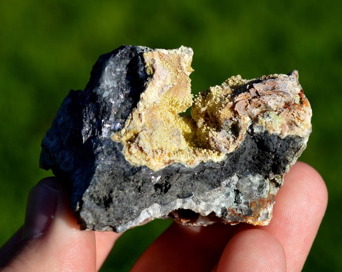 Pyromorphite & Galena 134 grams - Sainte-Lucie Mine, Saint-Léger-de-Peyre, Mende, Lozère, Occitanie, France