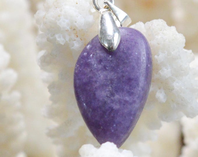 13-carat Lepidolite - natural stone cabochon pendant - Brazil / FW86