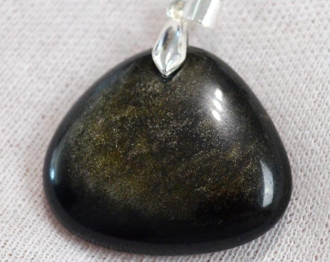 66 carat golden obsidian - natural stone cabochon pendant - Mexico /FU51