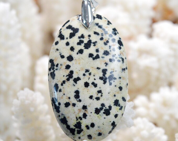 Jaspe dalmatien 63 carats - pendentif cabochon pierre naturelle - Mexique / FT74