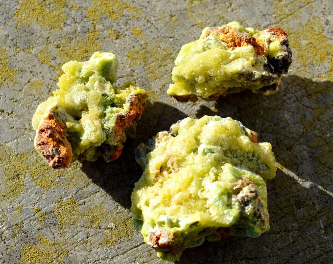 3x Pyromorphite 52 grams - Yangshuo Mine, Yangshuo Co., Guilin, Guangxi, China