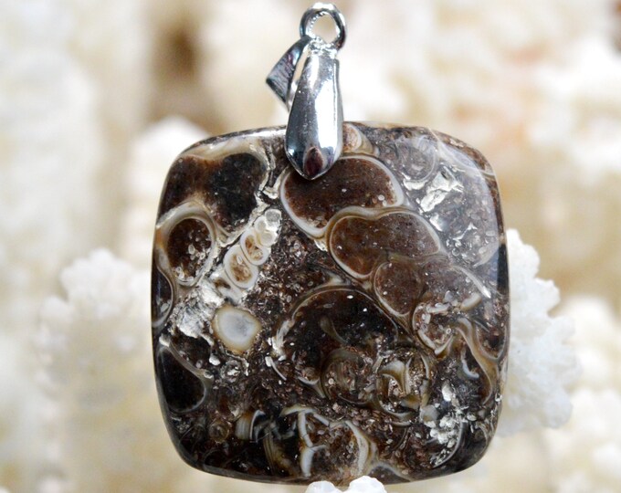 Turitella agate 43 carats - natural stone cabochon pendant - USA // DV40